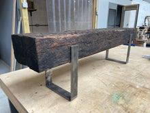 Load image into Gallery viewer, Reclaimed oak railway sleeper bench
