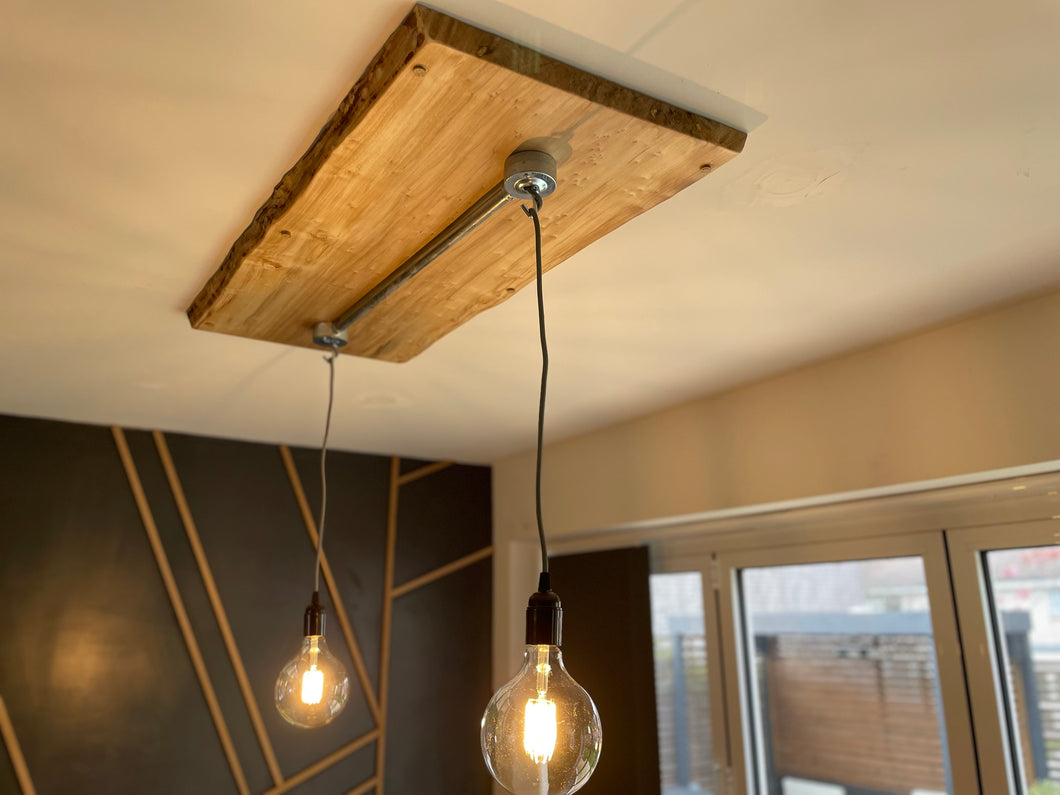 Live edge industrial light fitting