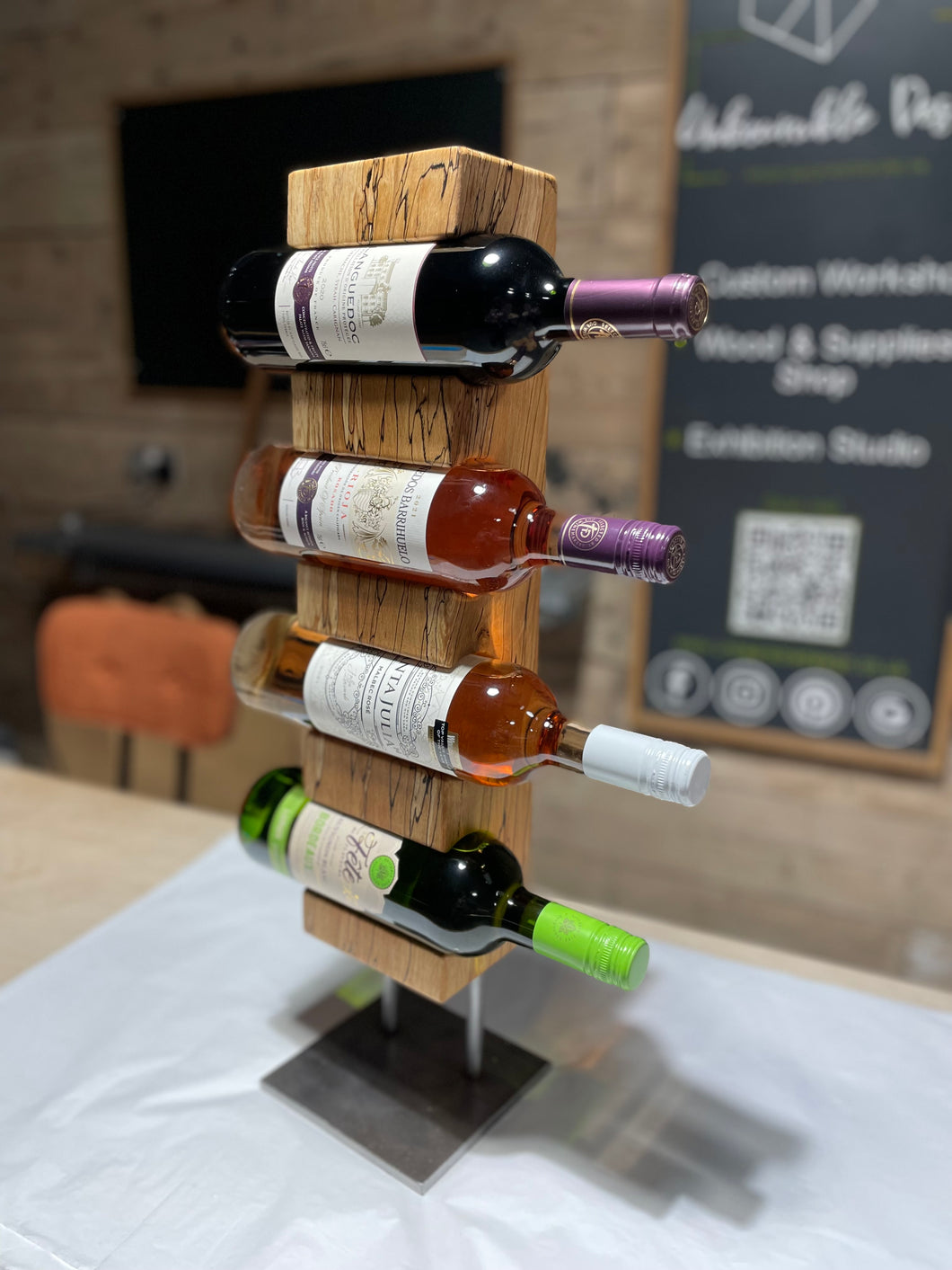 Exquisite, hand-made wine rack - x4 bottles